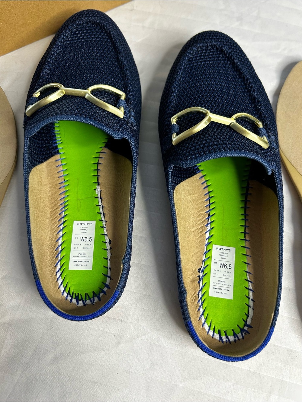 Rothy’s - The Double Bit Loafer Mule in Blue Raffia Knit in 6.5 - Picture 9 of 13